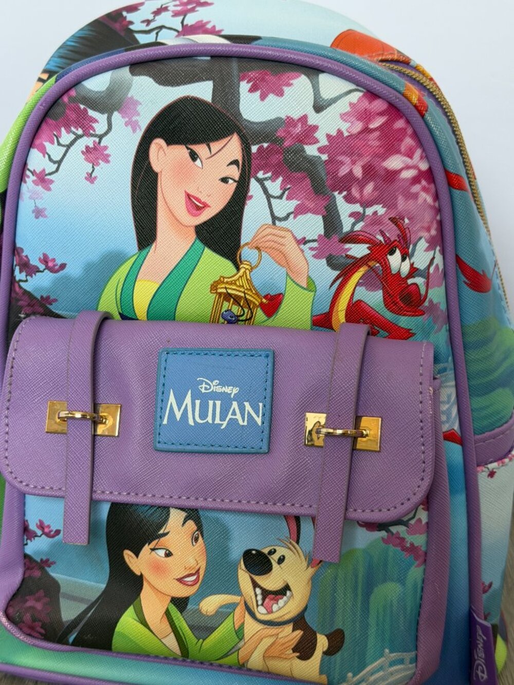 Disney Princess Mulan Mini Backpack Purple Faux Leather Book Bag 2020 11" - Picture 2 of 12